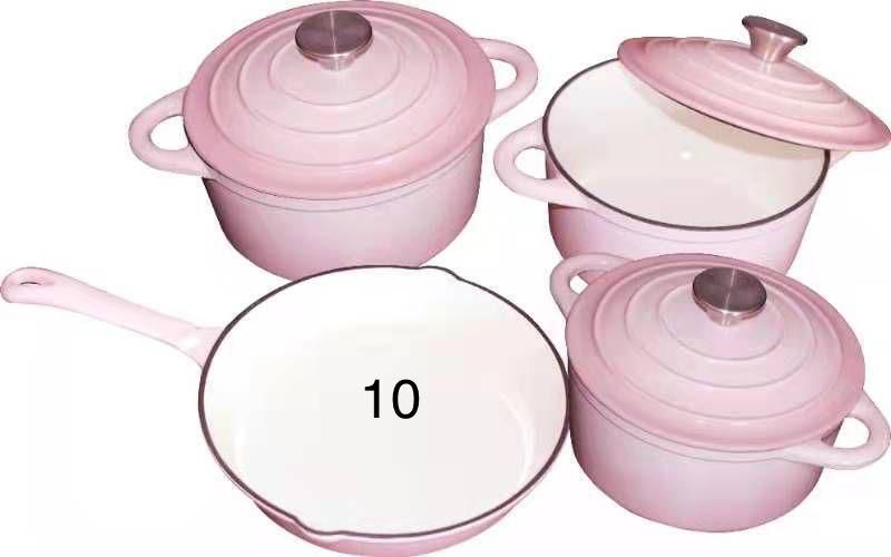 Cast Iron Pot Set 7pcs - Berry Pink_0